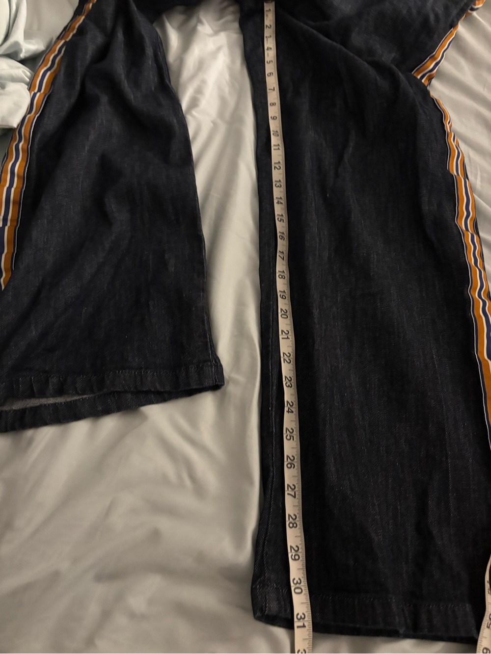 Maeve Anthropologie High Rise Wide Leg Jeans Denim Side Stripe Track Pants Sz M - Picture 9 of 9